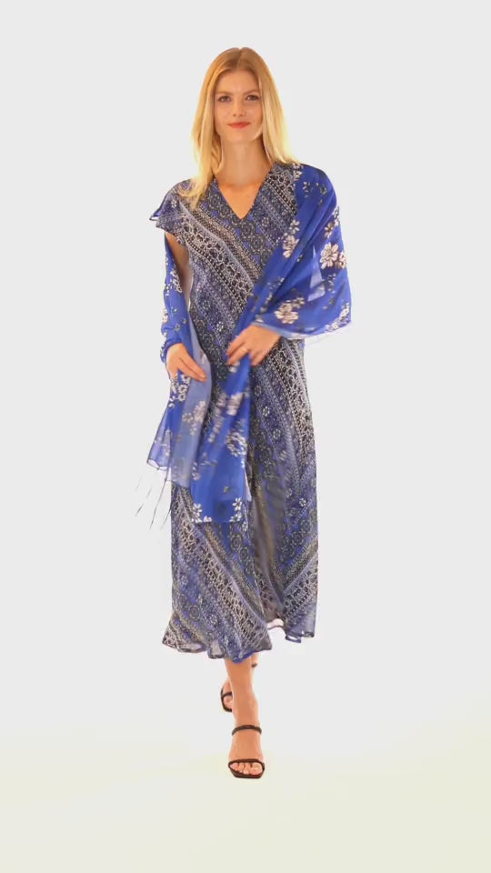THE FLORY REVERSIBLE DRESS IN INDIGO BLUE