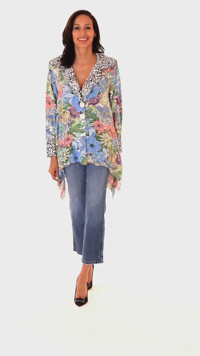 Floral Prints Blouse in Blue BM105 1005