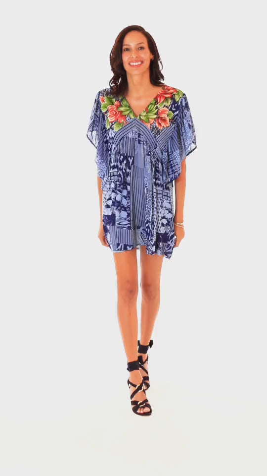 SLAYING TUNIC IN INDIGO BLUISH PRINT