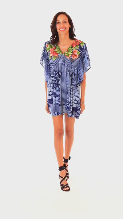 SLAYING TUNIC IN INDIGO BLUISH PRINT
