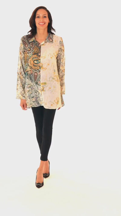 Printed Long Blouse in Mint BM107 1203