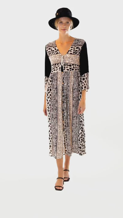 Georgia Wrap Animal Print Long Dress