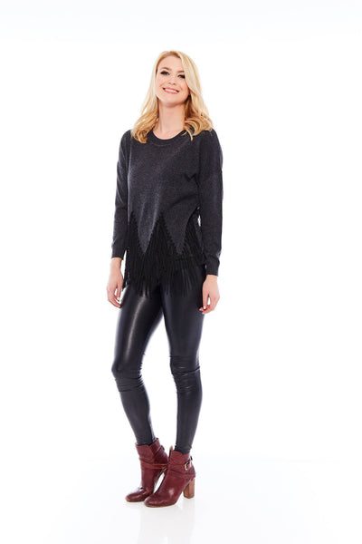 THE IMITATED LEATHER TASSEL IN CHARCOAL BLACK