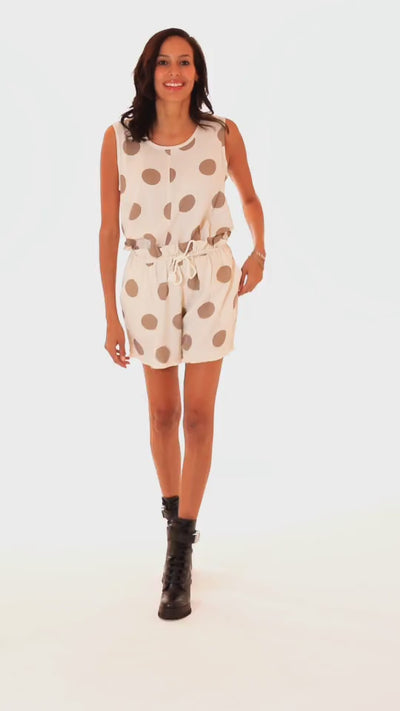 ALL YOU NEED TANK TOP IN BEIGE POLKA DOTS