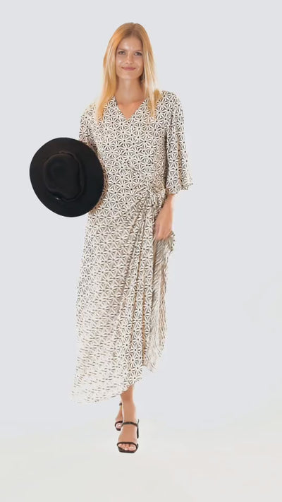 PROSPECT PLEATED DRESS IN FLEECY MATERIAL