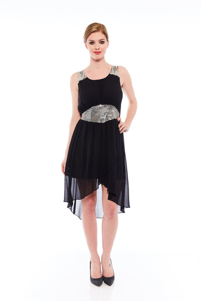 THE PATCHY SMASH COCKTAIL DRESS IN BLACK