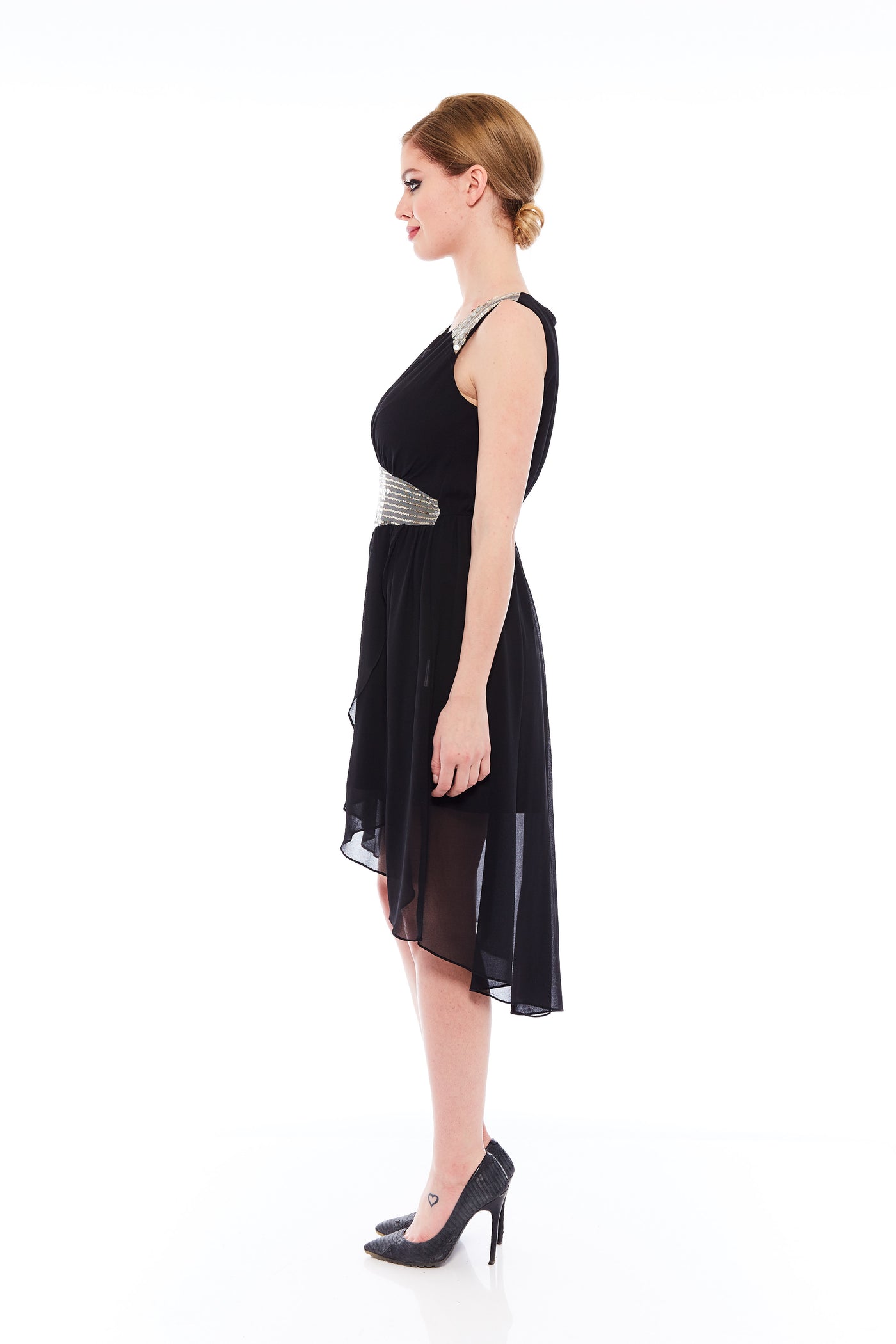 THE PATCHY SMASH COCKTAIL DRESS IN BLACK