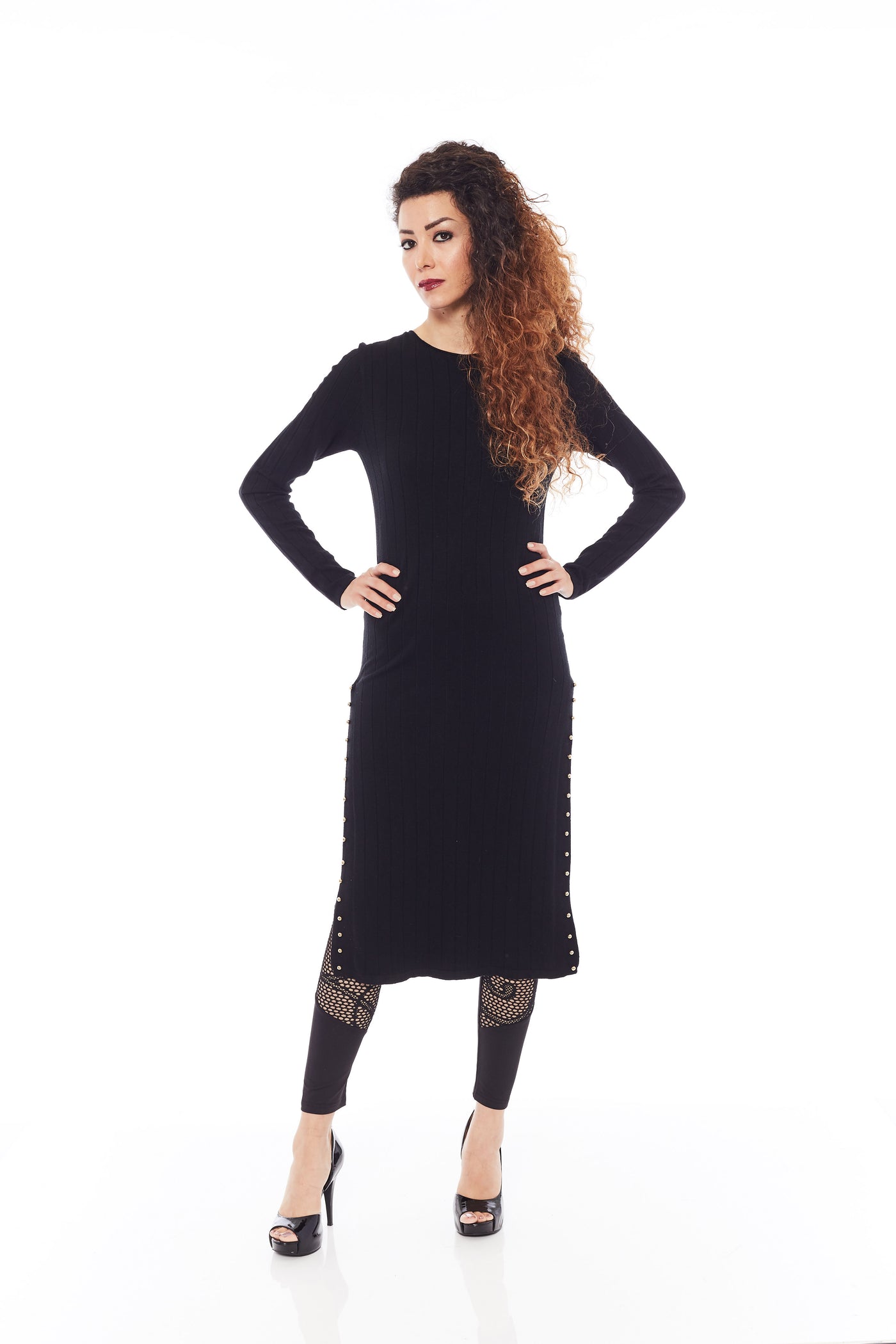 THE SPLIT OFF THE SWEATER IN PRETTY BLACK