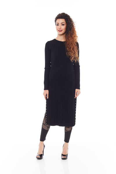 THE SPLIT OFF THE SWEATER IN PRETTY BLACK