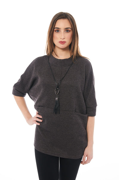 THE BAGGY STYLE KNITTED TOP IN DARK BROWN
