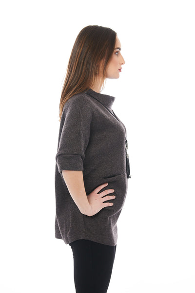 THE BAGGY STYLE KNITTED TOP IN DARK BROWN