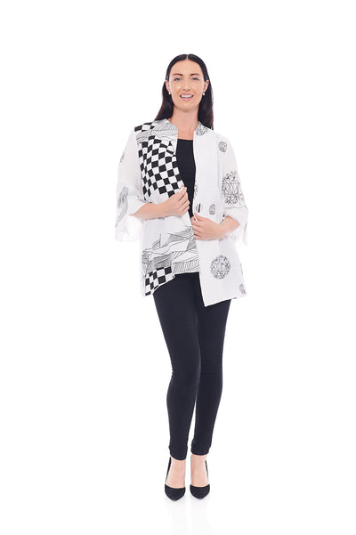 THE FASHIONABLE CHESS OUT JACKET IN WHITE