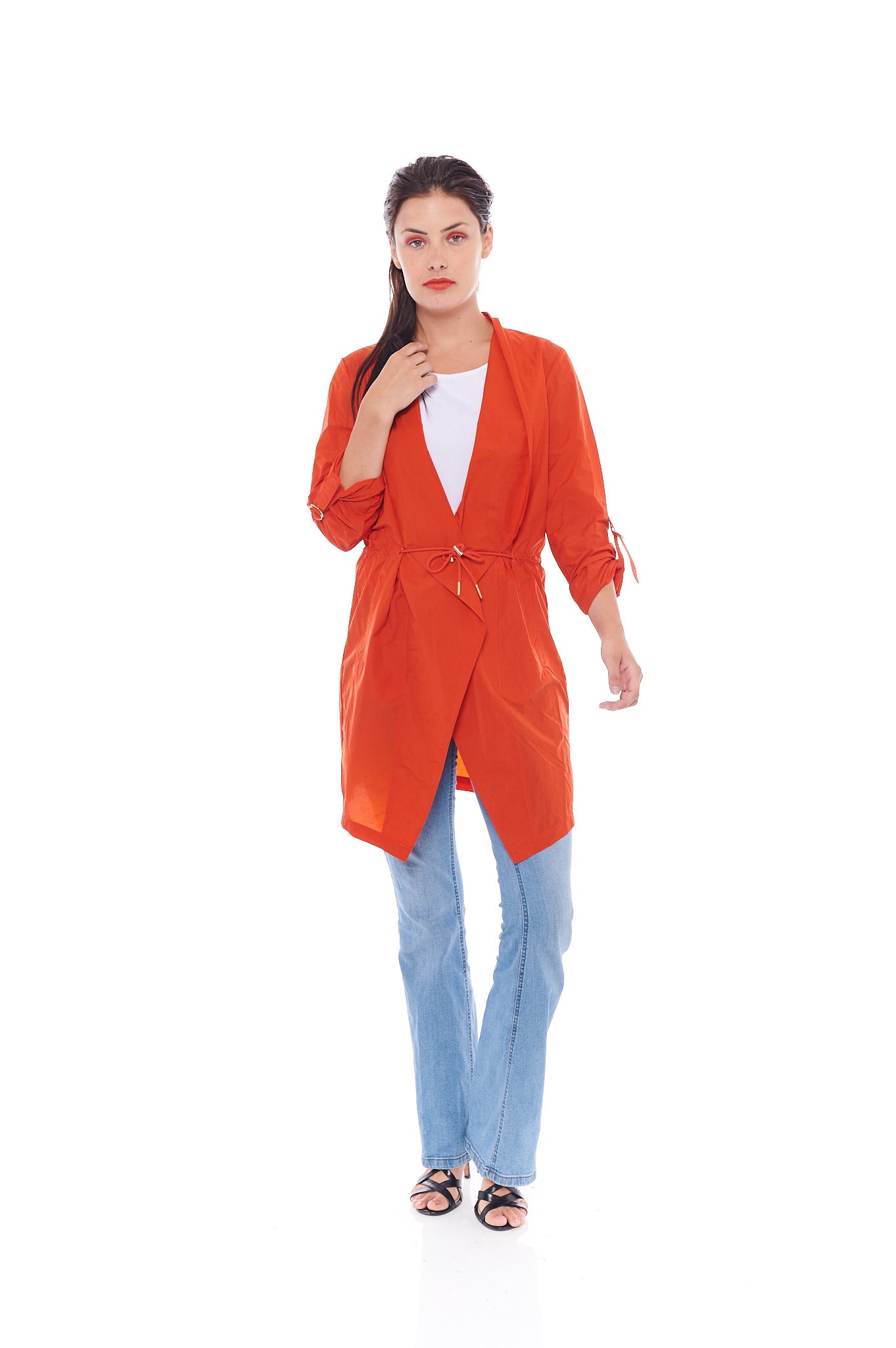 THE CORAL TURNDOWN JACKET IN TANGY ORANGE