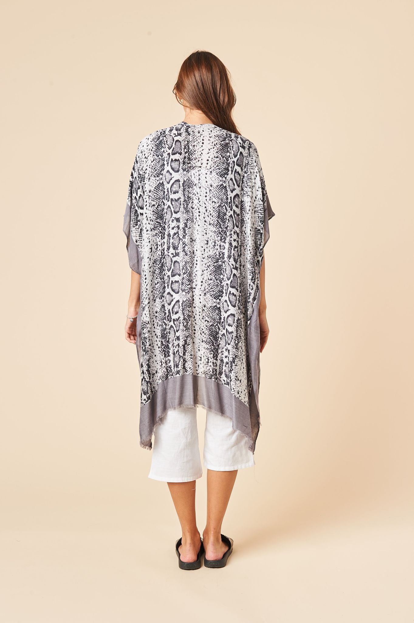 THE SNAKE PRINT KIMONO IN STALE GREY
