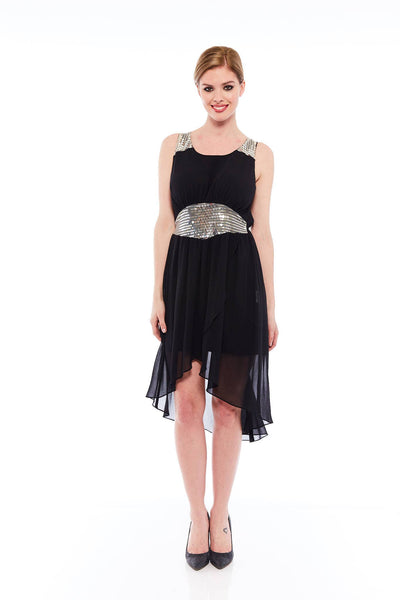 THE PATCHY SMASH COCKTAIL DRESS IN BLACK