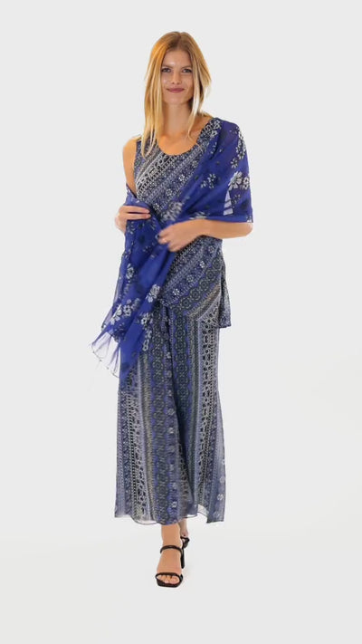 THE MOVE IT ON REVERSIBLE PANT SET IN FLORAL BLUE